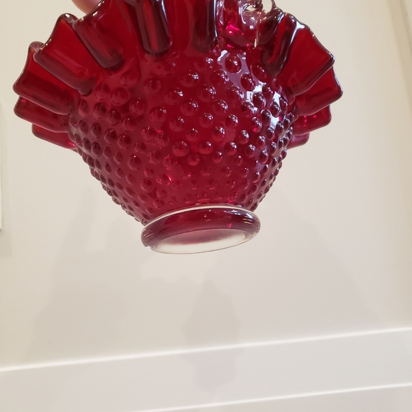 Vintage ruby red hobnail glass basket - Picture 4 of 7